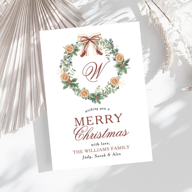 Monogram jul Orangar andedräkt utan foto Julkort (Skapare uppladdad)