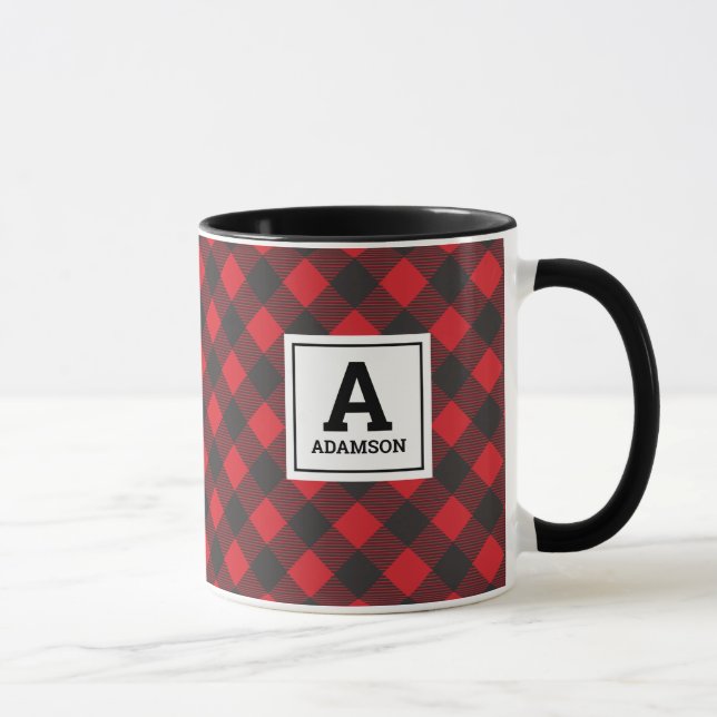 Monogram jul Red Black Buffalo Play Mugg (Höger)