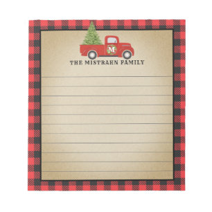 Monogram Jul Red Lastbil Buffalo Pached Anteckningsblock