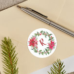 Monogram jul runt klistermärke<br><div class="desc">Monogram juldekal för dina kort eller presenter är perfekt.</div>