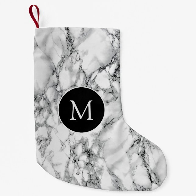 Monogram jul Stocking White Marble Liten Julstrumpa (Framsidan)