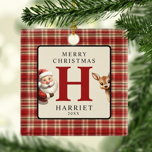 Monogram jul tomte foto träd julgransprydnad keramik (Skapare uppladdad)