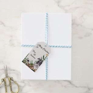Monogram jul - vattenfärgstomom presentetikett