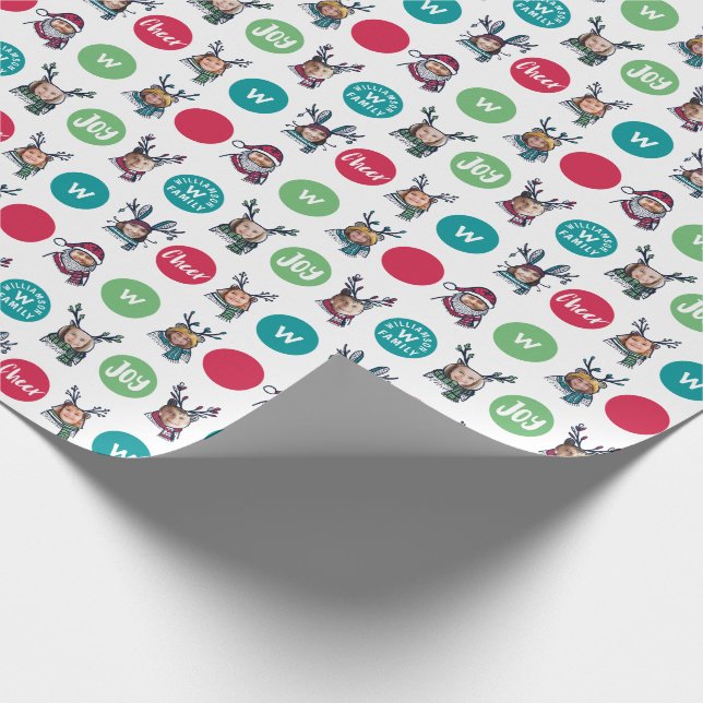 Monogram julfoton från Polk Dot Animal Family Presentpapper (Hörn)