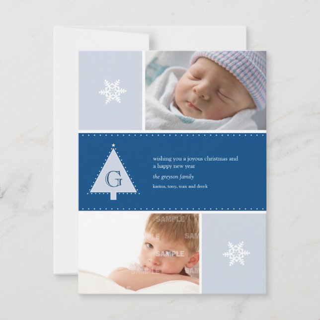 Monogram Julgran Photo Julkort (Framsida)