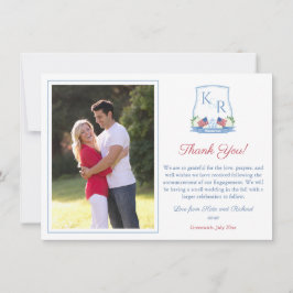 Monogram juli 4:e Förlovningens Bröllopsfest Foto Tack Kort