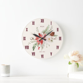 Monogram julklapp Poinsettia jul Stor Klocka