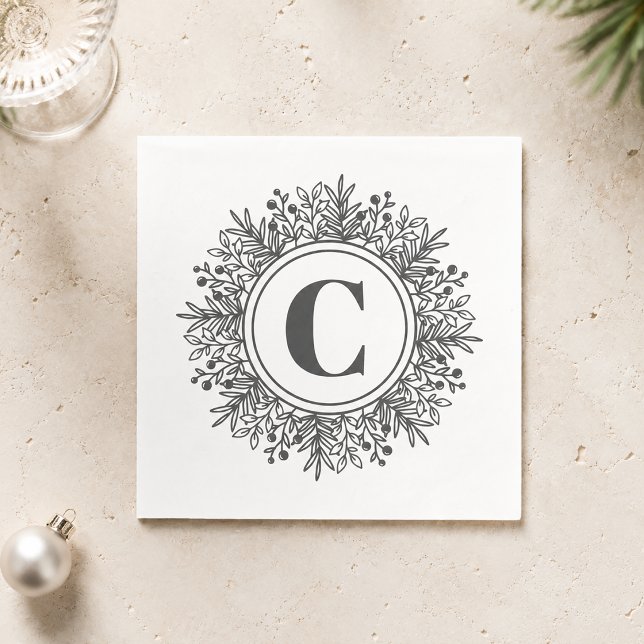 Monogram Julsnöflinga Jul Pappersservett (Monogram Snowflake Christmas Napkins)
