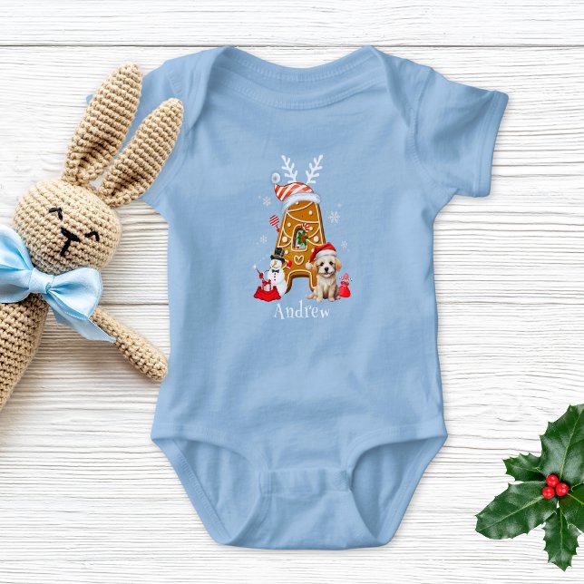 Monogram jultomten Gingerbröd Brev A Boy T Shirt (Skapare uppladdad)