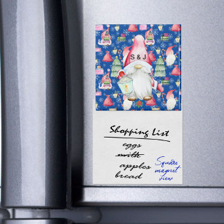 Monogram jultomten Gnome Mönster Blue Magnet