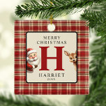 Monogram jultomten Photo Träd Julgransprydnad Keramik<br><div class="desc">Investera i mer än bara dekorera denna festsäsong med våra berömvärda dekorationer i träd. Designad med en nostalgisk blandning av plaid, Santa och hans lilla renar, så är de ram inslag som ditt barns namn och familjefoto. Dessa prydnadsföremål har blivit värdefulla minnesmärken som passerat genom generation. De är mer än...</div>