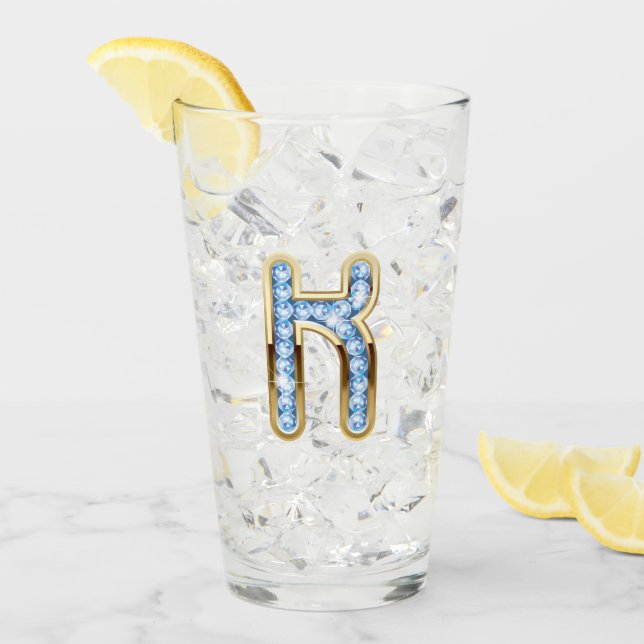 Monogram K - 16 oz glas (Framsida Ice)