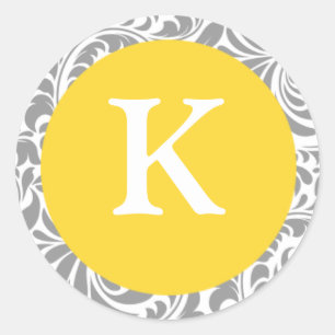 Monogram K Canary Gult Anpassade Sälar för oss Runt Klistermärke