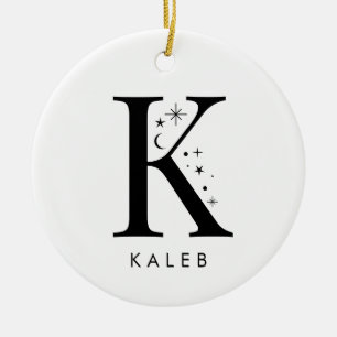 Monogram K Celestial Namn Julgransprydnad Keramik