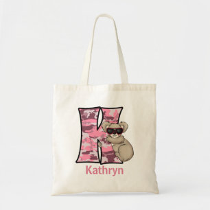 Monogram K för Girls Rosa Koala Bear Tygkasse