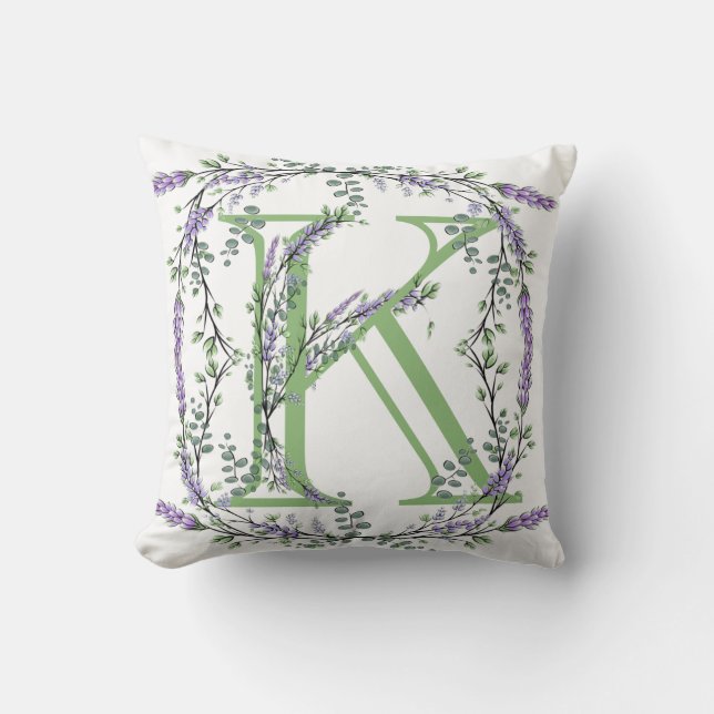 Monogram K Lavender Eucalyptus Kudde (Framsida)