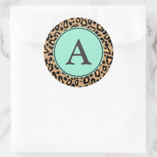 Monogram K Leopardmönsterdekaler Runt Klistermärke
