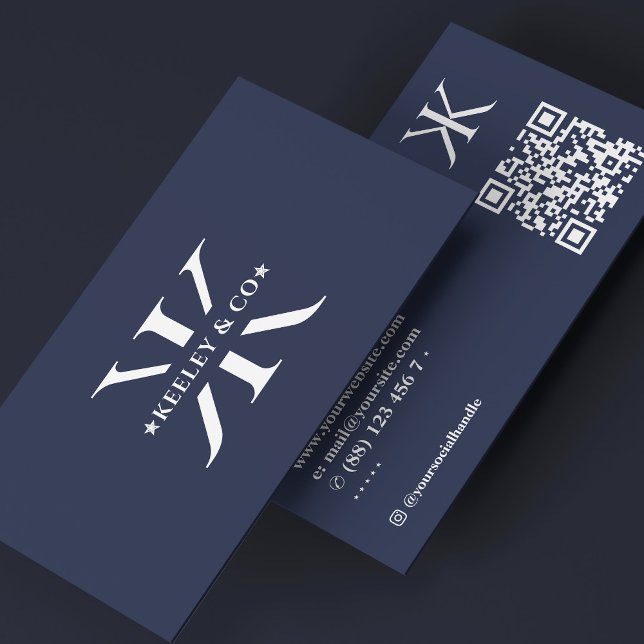 Monogram K Modern Professionell Logotyp Charcol Bl Visitkort (Monogram K Modern Professional Logo Charcoal Blue Business Card
)