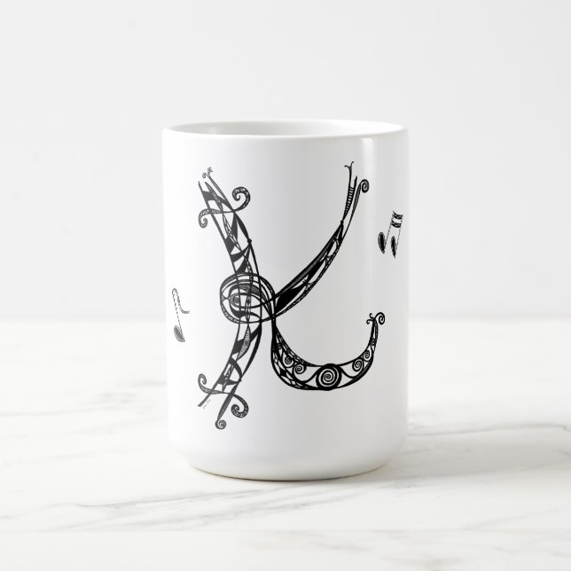Monogram K Mugg med musik noter II (Center)