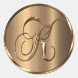 Monogram K NONMETALLIC Bronze Kuvert Seal Runt Klistermärke