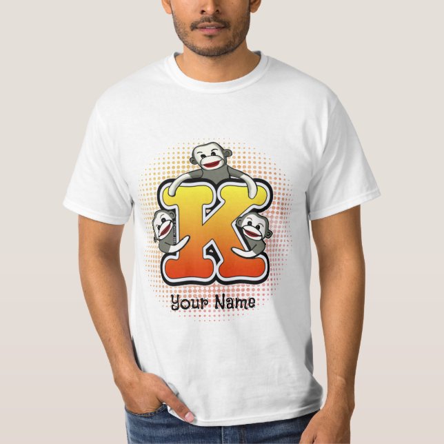 Monogram K Sock monkey T-Shirt (Framsida)