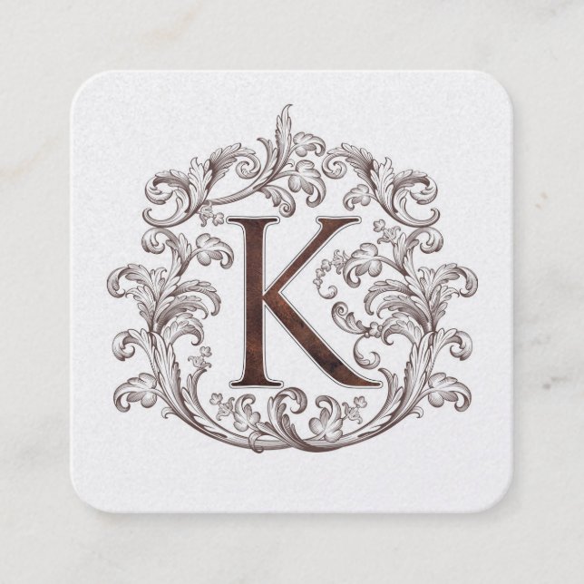 Monogram K Square Calling Card Fyrkantigt Visitkort (Framsida)