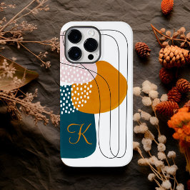 Monogram K Turkos Orange Boho Abstrakt Konst