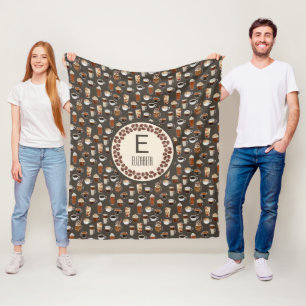 Monogram kaffe Älskare Fleecefilt