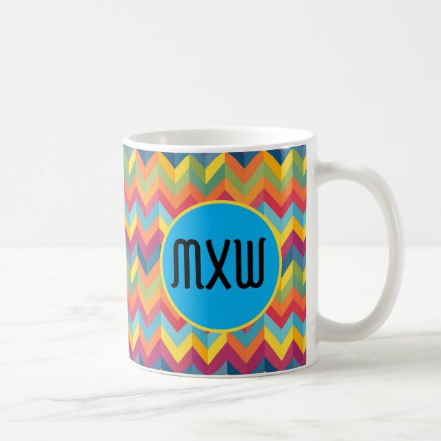 Monogram kaffe Mugg Bold Chevron Mönster (Höger)