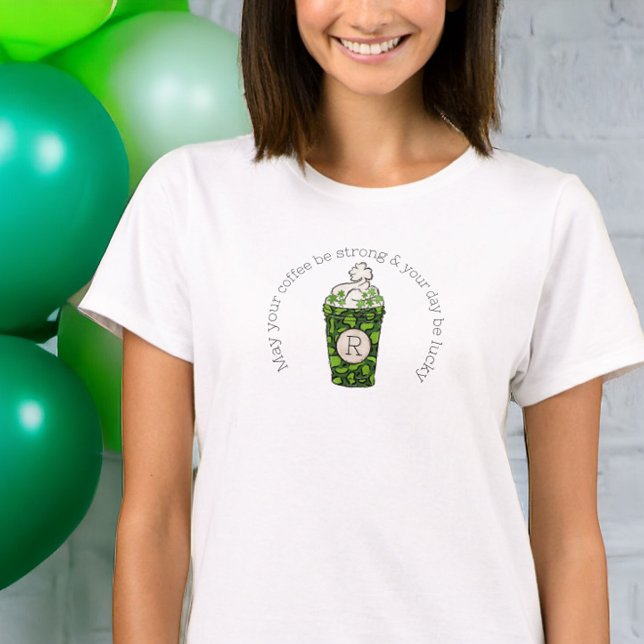 Monogram kaffe St patrick's day Festive Funny T Shirt (Skapare uppladdad)