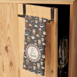 Monogram kaffekaffe Älskare Coffee Bean Kökshandduk