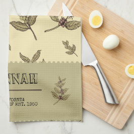 Monogram kaffeplantor, elegantens klassiska utform kökshandduk