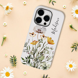 Monogram kalligrafi torkad vildblomsbukett