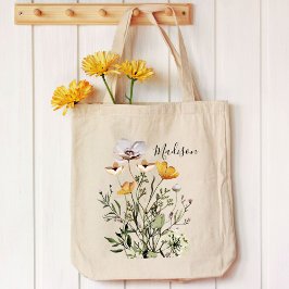 Monogram kalligrafi torkad vildblomsbukett tygkasse