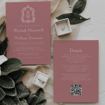 Monogram-kam Dusty Rose QR-kod Bröllop