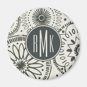 Monogram Kami Abstrakt Mönster Magnet