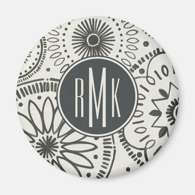 Monogram | Kami Abstrakt Mönster Magnet (Framsidan)