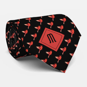 Monogram kardinal Bird Mönster på Black Slips