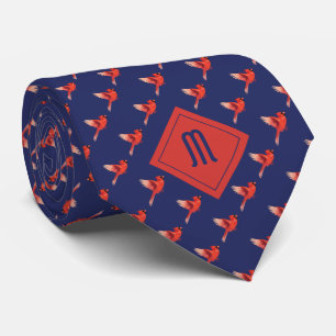Monogram kardinal Bird Mönster på Blue Slips
