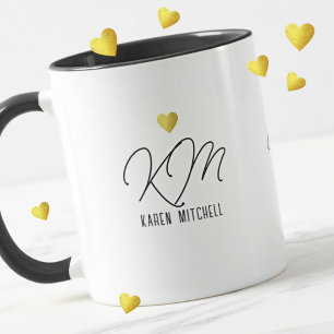 Monogram Kärlek Heart för henne. Mamma Mugg