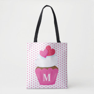 Monogram kärlek hjärta Cupcake prickig Valentine Tygkasse