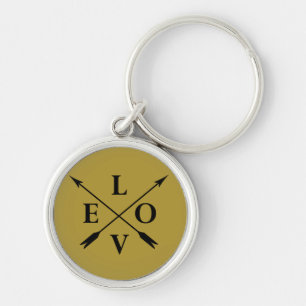 monogram kärlek rund silverfärgad nyckelring