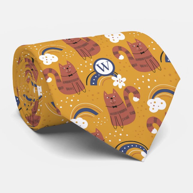 Monogram Katt Mönster  Slips (Rullad)
