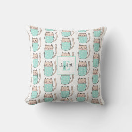 Monogram kattmönster Namngiven baby Kudde