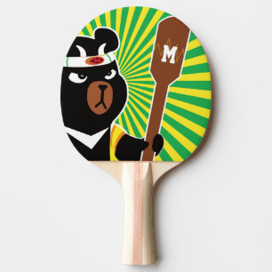 Monogram. Kawaii Cute Ninja Bear för Nerd Geeks. Pingisracket