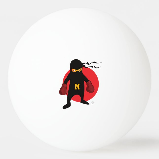 Monogram. Kawaii Cute Ninja för Nerd Geek. Pingisboll (Framsidan)