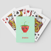 Monogram kawaii-jordgubbar på turkos