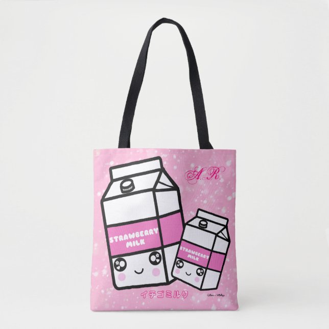 Monogram Kawaii Strawberry Mjölk Tygkasse (Framsida)