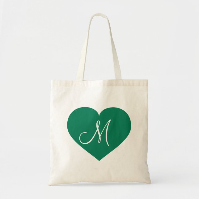 Monogram Kelly Grönt Heart Tygkasse (Framsidan)