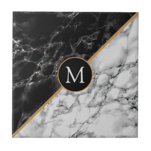 Monogram keramiskt plattor med Faux Black White Ma Kakelplatta